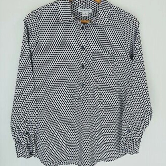 Liz Claiborne Polka Dot Blouse 100%cotton - Picture 4 of 8